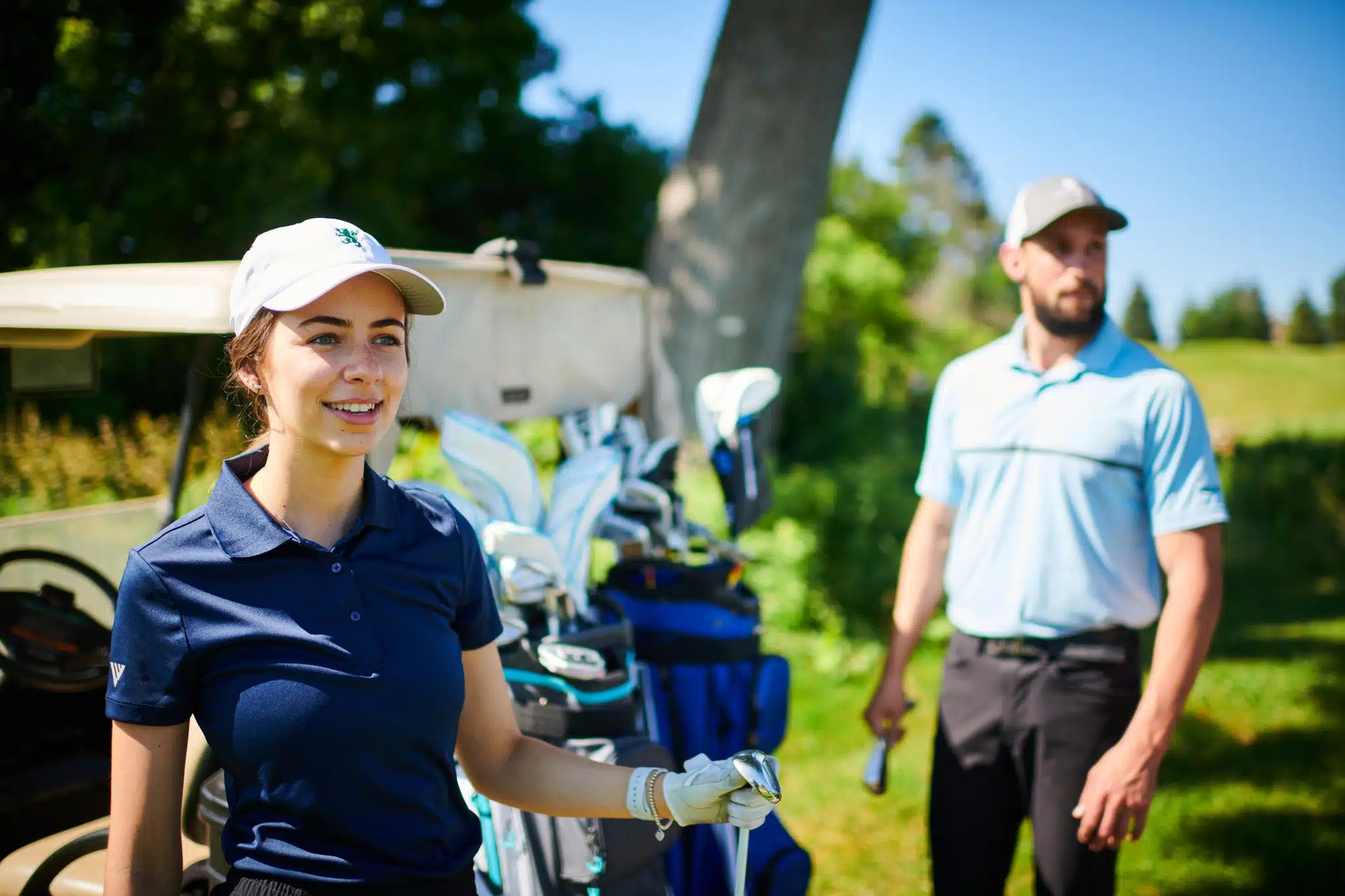 creating visual content for social media at a golf course