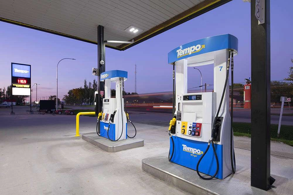 Tempo Gas Station Photography : On Brand - Gas Station Photography 002 Moving cars create streaks of light in the background. © robert lowdon