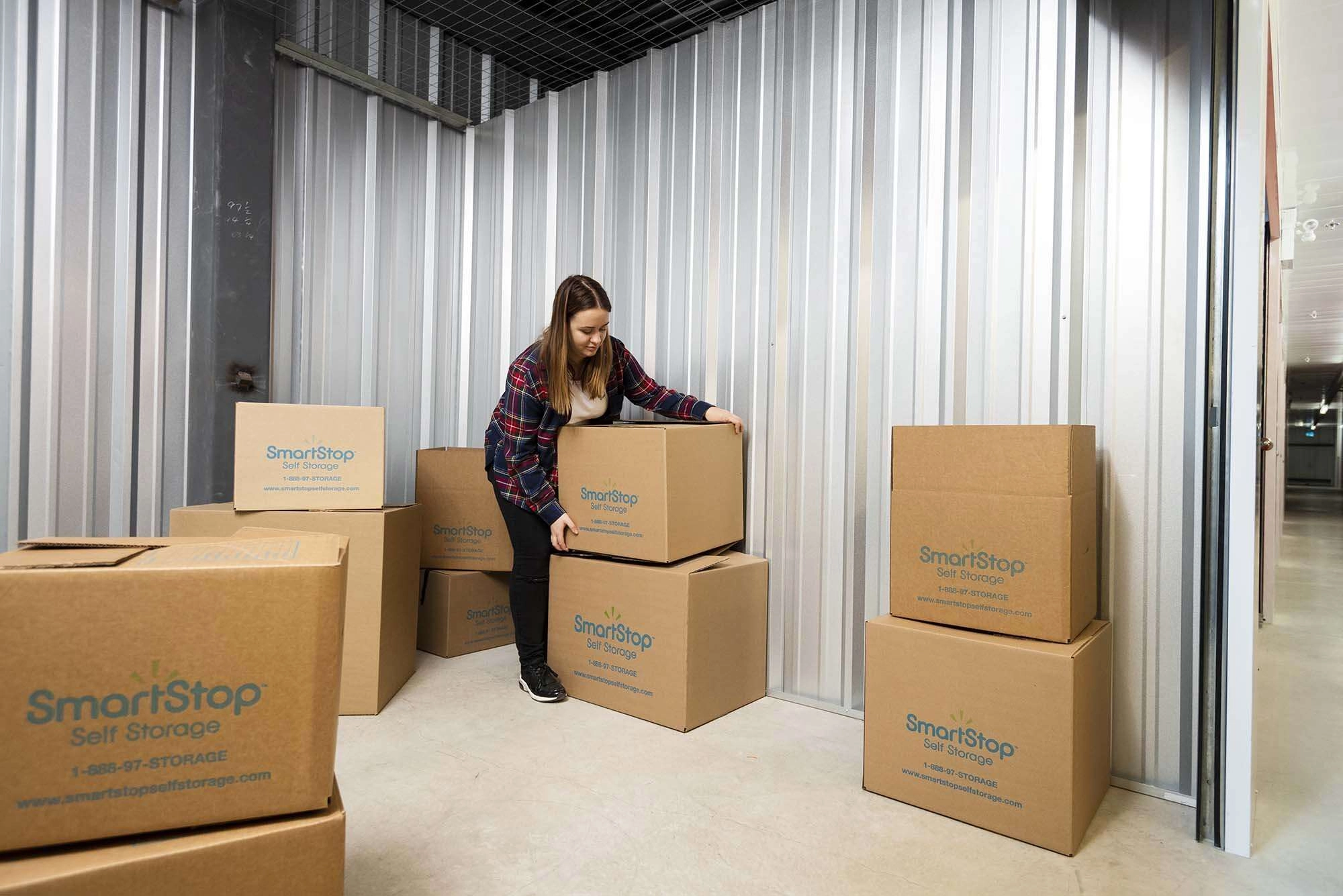 Client inside storage locker.
