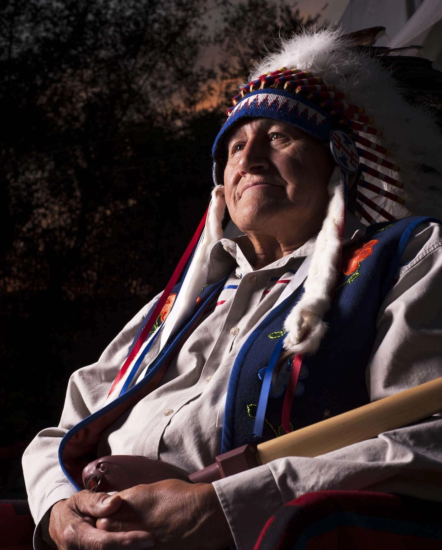 Aboriginal elder photographed after sunset
