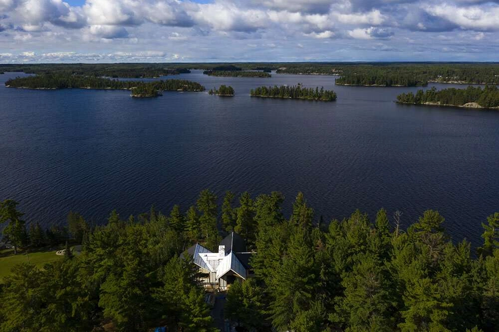 Drone image of new house construction