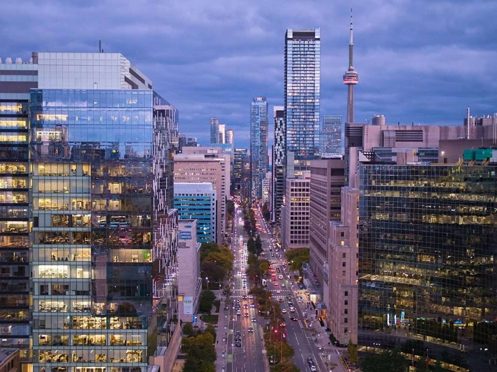 Aerial of downtown toronto