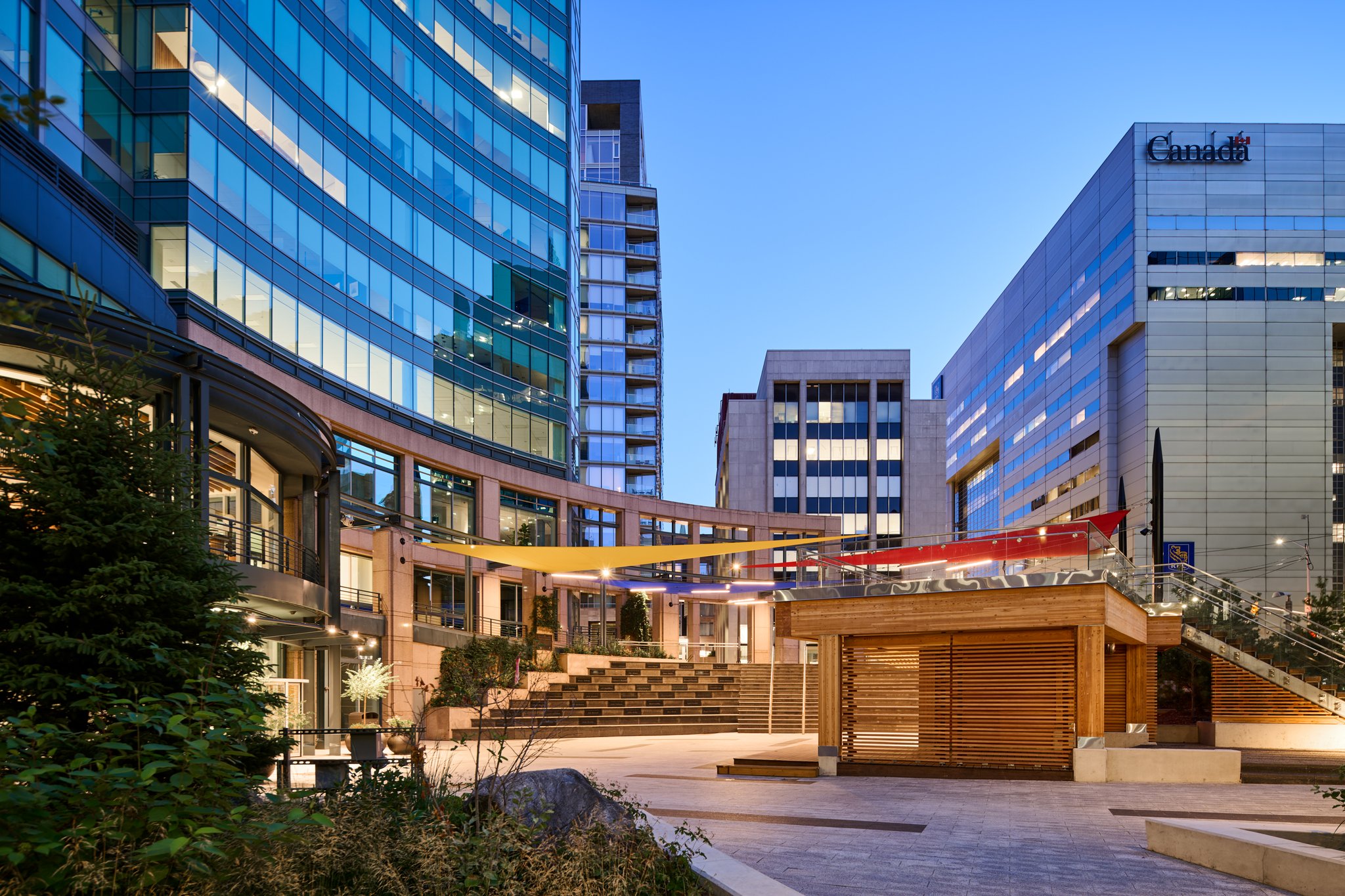 The following is a case study about an architectural mall photography project we completed for ellisdon, a leading global construction services company. They recently completed a renovation at the world exchange plaza in ottawa, and we were tasked with completing photography of the refresh, along with drone photography of the exterior.