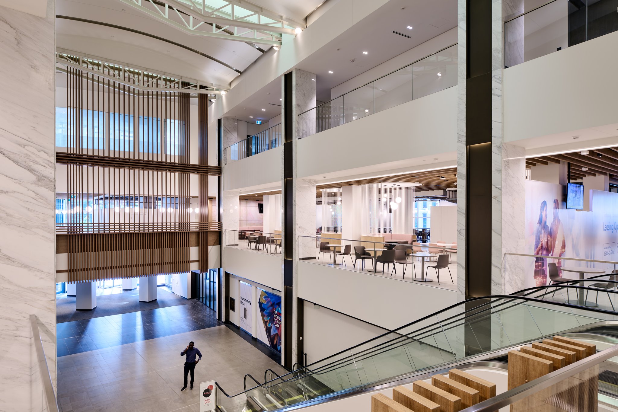 The following is a case study about an architectural mall photography project we completed for ellisdon, a leading global construction services company. They recently completed a renovation at the world exchange plaza in ottawa, and we were tasked with completing photography of the refresh, along with drone photography of the exterior.