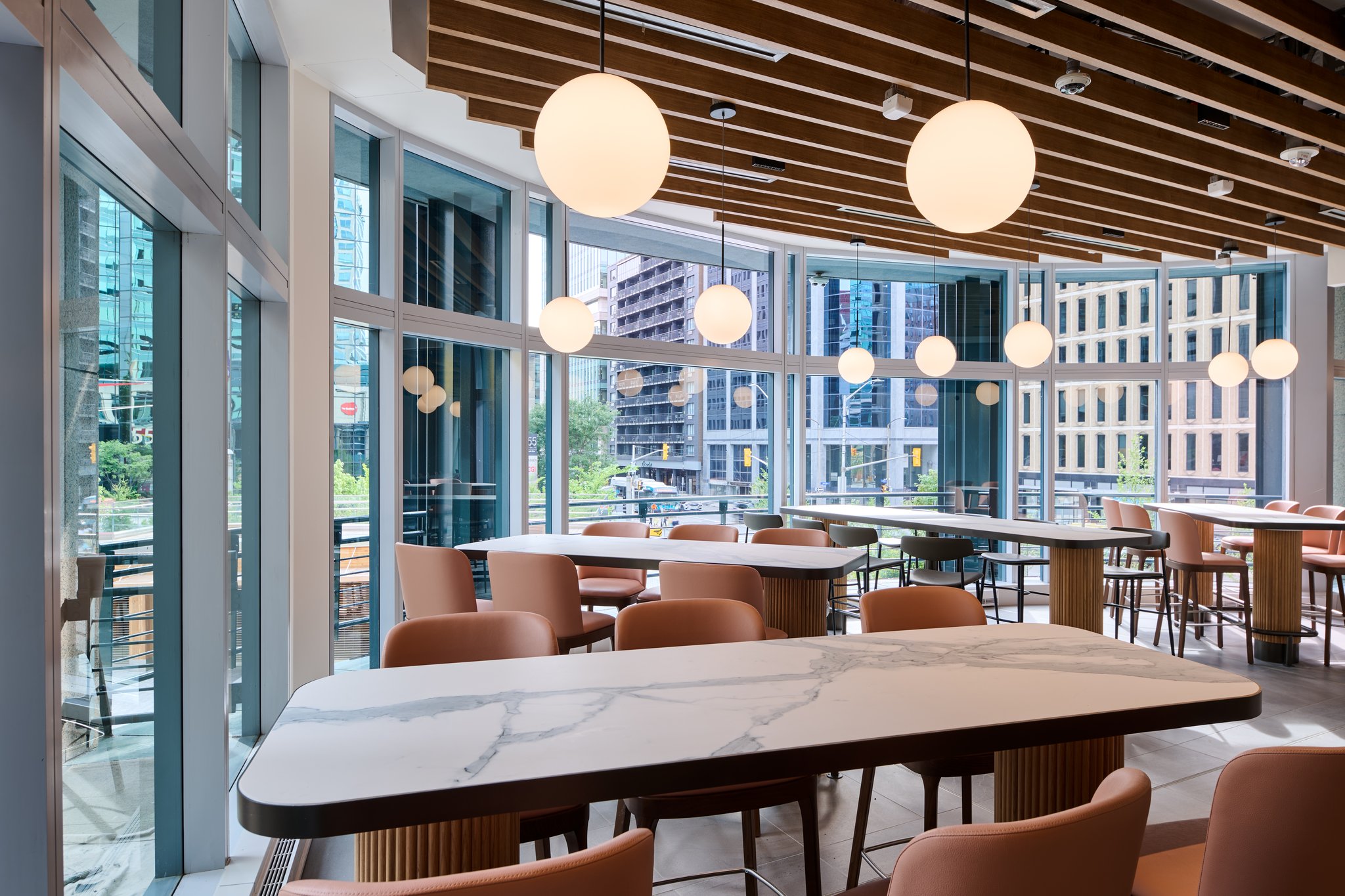 The following is a case study about an architectural mall photography project we completed for ellisdon, a leading global construction services company. They recently completed a renovation at the world exchange plaza in ottawa, and we were tasked with completing photography of the refresh, along with drone photography of the exterior.