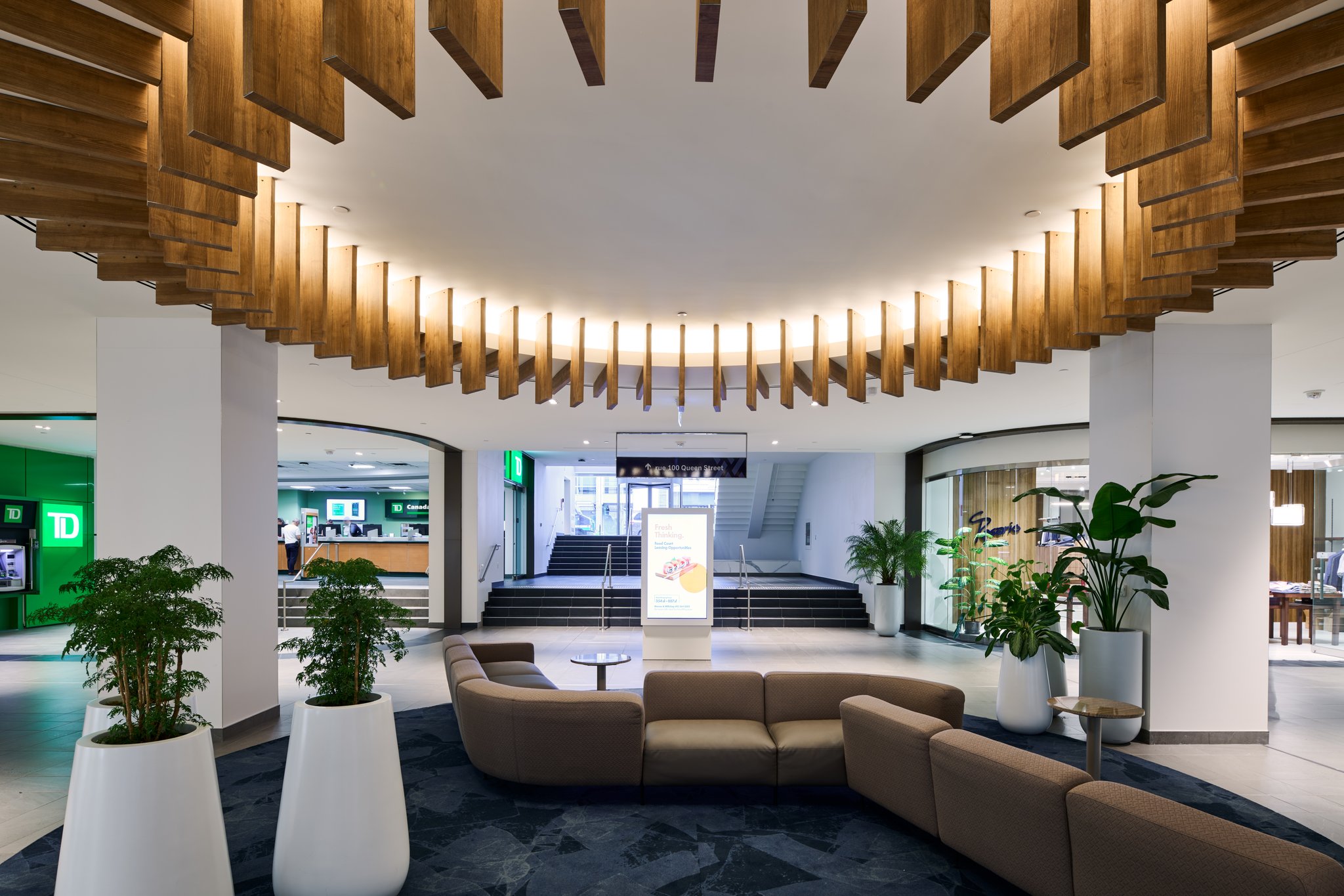 The following is a case study about an architectural mall photography project we completed for ellisdon, a leading global construction services company. They recently completed a renovation at the world exchange plaza in ottawa, and we were tasked with completing photography of the refresh, along with drone photography of the exterior.