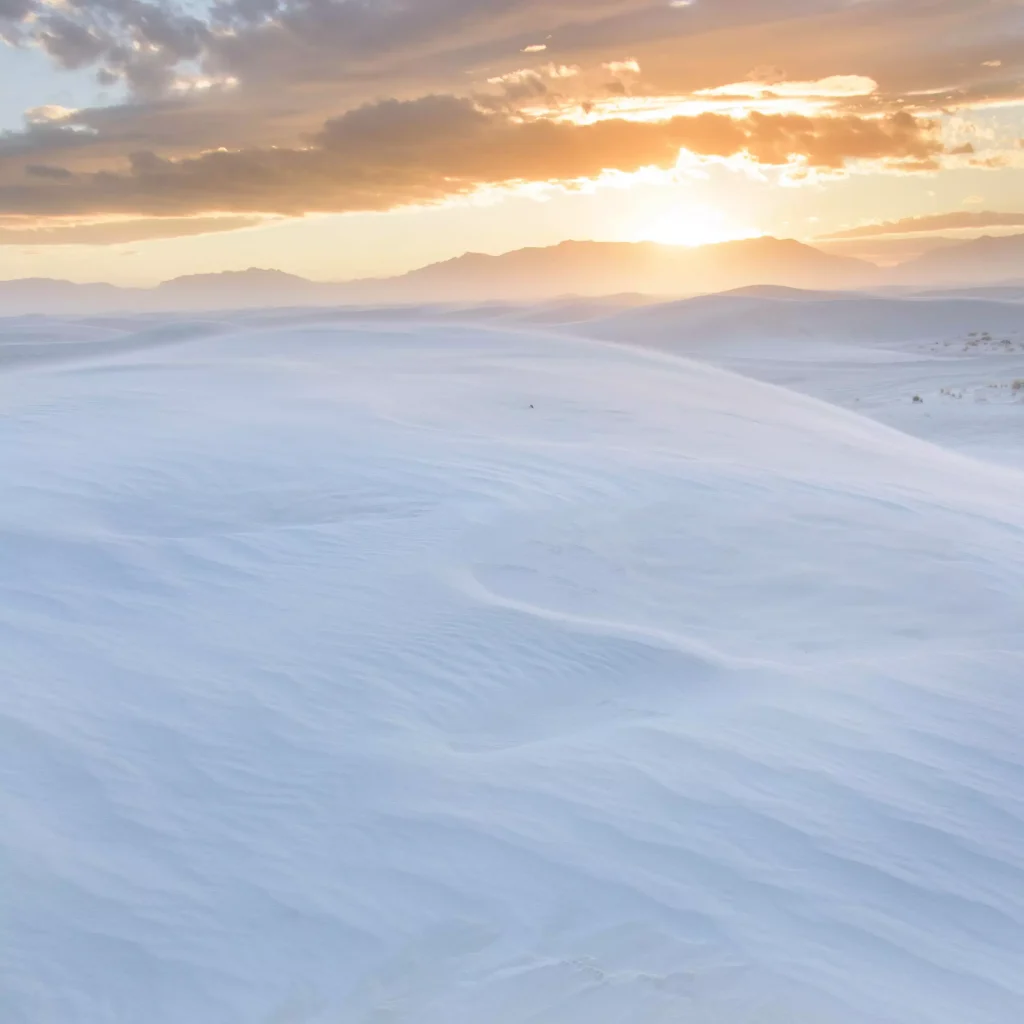 Landscape photography of white sands taken at sunset